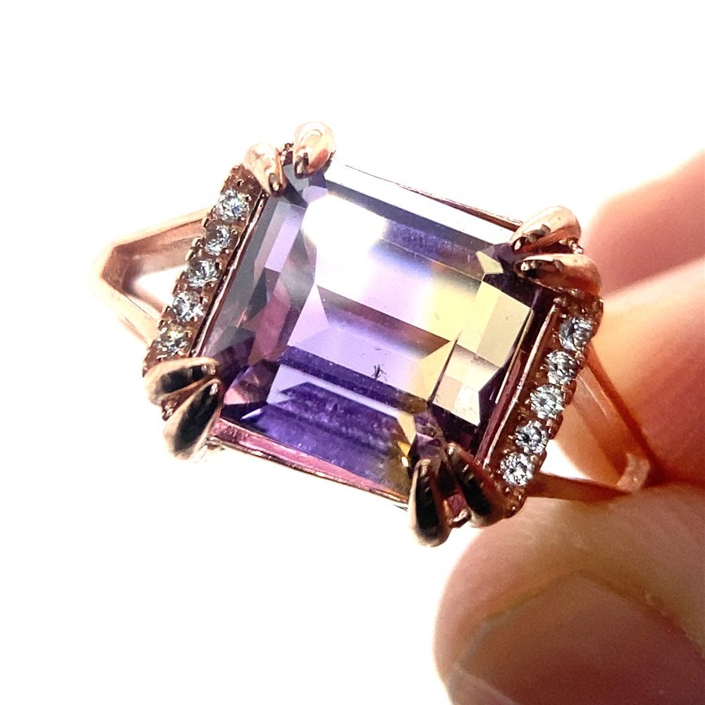 Ametrine 3.39ct Rose Gold Finish Solid 925 Sterling Silver Ring